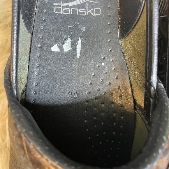 Dansko Professional Brown Tooled Floral Stamp Leather Clogs EU Size 39 US 8.5 - Picture 8 of 11